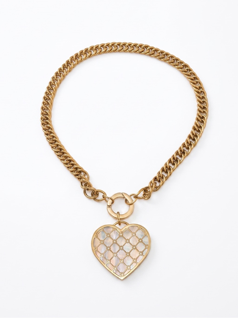 Golden Heart Charm Chain Necklace